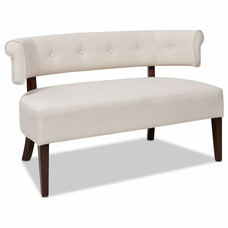 Jennifer Taylor Home Jared Roll Arm Tufted Bench Settee, Sky Neutral Beige Polyester Yarn-Dyed 7 Jennifer Taylor Home Jared Roll Arm Tufted Bench Settee, Sky Neutral Beige Polyester Yarn-Dyed - Image 5