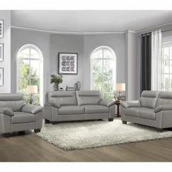 Lexicon Home Escolar Leather Sofa Collection, Gray, Sofa -GDF sofa Shop 7c119dc30d556766 0537 w800 h800 b0 p0