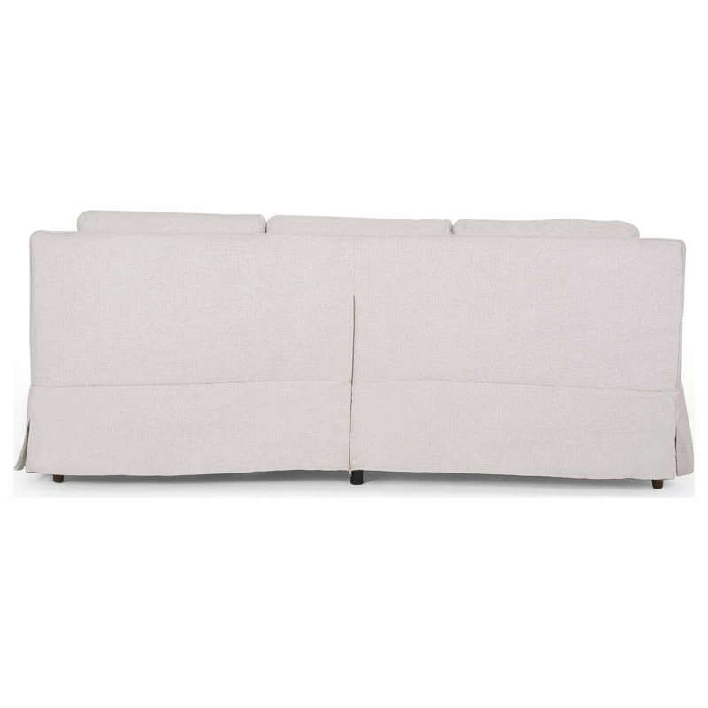 GDFStudio Bainville Fabric 3 Seater Sofa With Skirt, Light Beige Stripe + Walnut 10 GDFStudio Bainville Fabric 3 Seater Sofa With Skirt, Light Beige Stripe + Walnut - Image 8