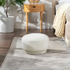 Jennifer Taylor Home Fuji 15" Mushroom Footstool Ottoman, Ivory White Boucle -GDF sofa Shop 7c41164203fe583f 3430 w800 h800 b0 p0