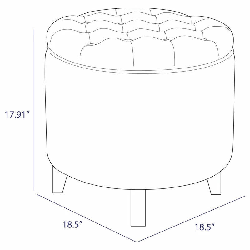 Belleze Storage Ottoman With Button Tufted Accents, Navy Blue 7 Belleze Storage Ottoman With Button Tufted Accents, Navy Blue - Image 5