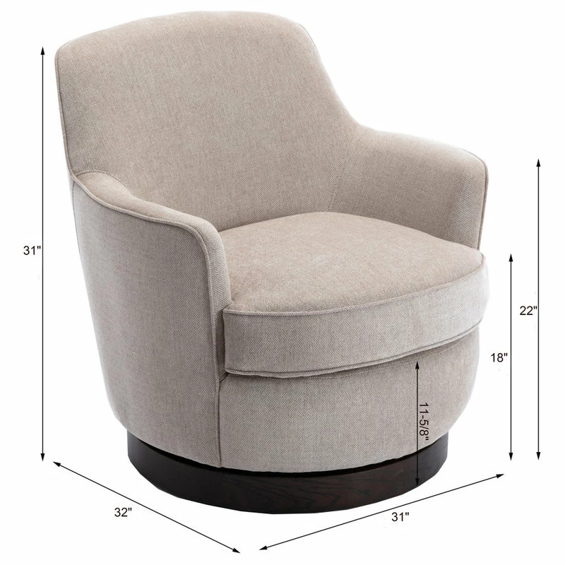 Comfort Pointe Reese Oatmeal Wood Base Swivel Chair 10 Comfort Pointe Reese Oatmeal Wood Base Swivel Chair - Image 8