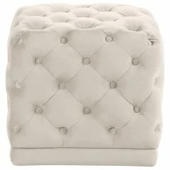 Meridian Furniture Stella Velvet Ottoman/Stool, Cream