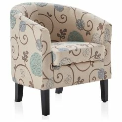 Belleze Modern Club Chair Barrel Design, Flower Print