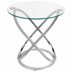 Danya B Galaxy Clear Glass Top Round End Table With Chrome Base