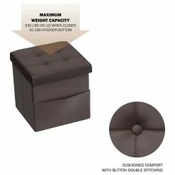 Lavish Home Faux Leather Ottoman Cube With Pocket, Brown -GDF sofa Shop 7ee1e6750cbf3b59 0427 w800 h800 b1 p0