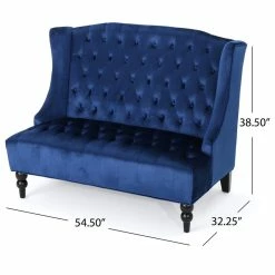 GDFStudio GDF Studio Leona Traditional High Back Tufted Winged Fabric Loveseat, Navy Blue -GDF sofa Shop 7f51fe5b01b19a8d 8028 w800 h800 b1 p0