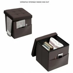 Lavish Home Faux Leather Ottoman Cube With Pocket, Brown -GDF sofa Shop 7fa1f28c0cbf3b56 0427 w800 h800 b1 p0