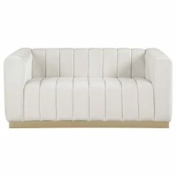 Meridian Furniture Marlon Velvet Loveseat With Brushed Gold Stainless Steel Base, Cream -GDF sofa Shop 7ff1351002740f95 6416 w800 h800 b1 p0