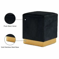 Meridian Furniture Jax Velvet Ottoman/Stool, Black, Gold Base 8 Meridian Furniture Jax Velvet Ottoman/Stool, Black, Gold Base -GDF sofa Shop 808135bf02682ede 5166 w800 h800 b1 p0