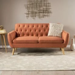 GDFStudio GDF Studio Eunice Petite Mid Century Modern Tufted Fabric Sofa, Burnt Orange -GDF sofa Shop 80d113f50f907692 4524 w800 h800 b0 p0