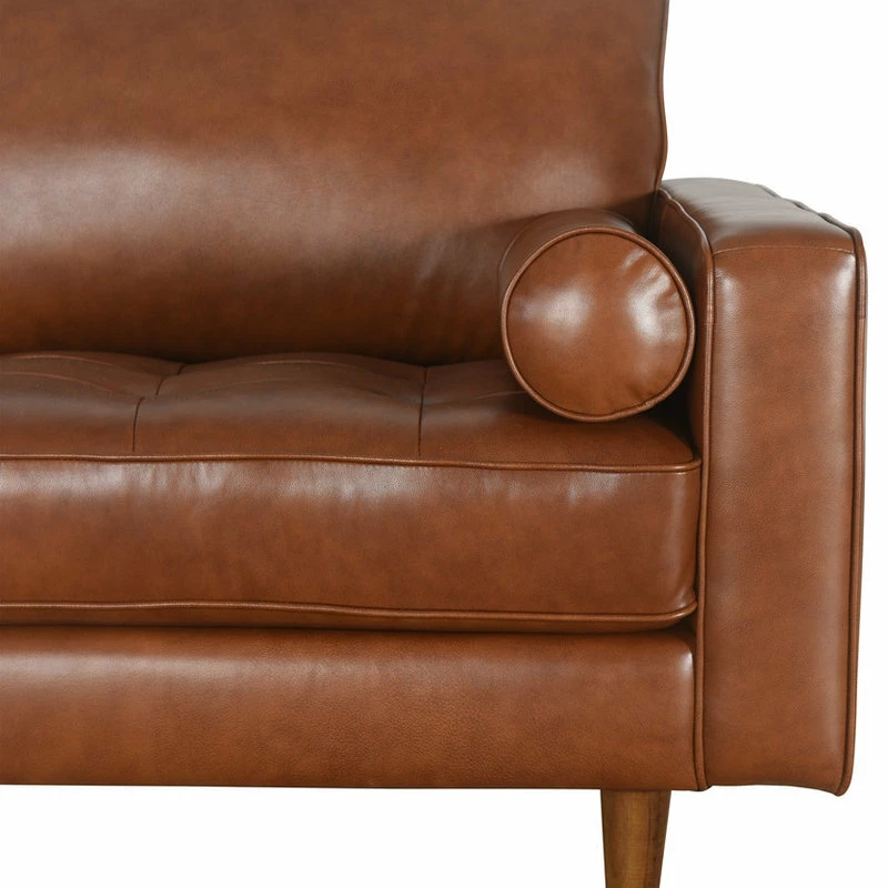Abbyson Living Hammond Mid-Century Leather Stationary Sofa, Camel 11 Abbyson Living Hammond Mid-Century Leather Stationary Sofa, Camel - Image 9