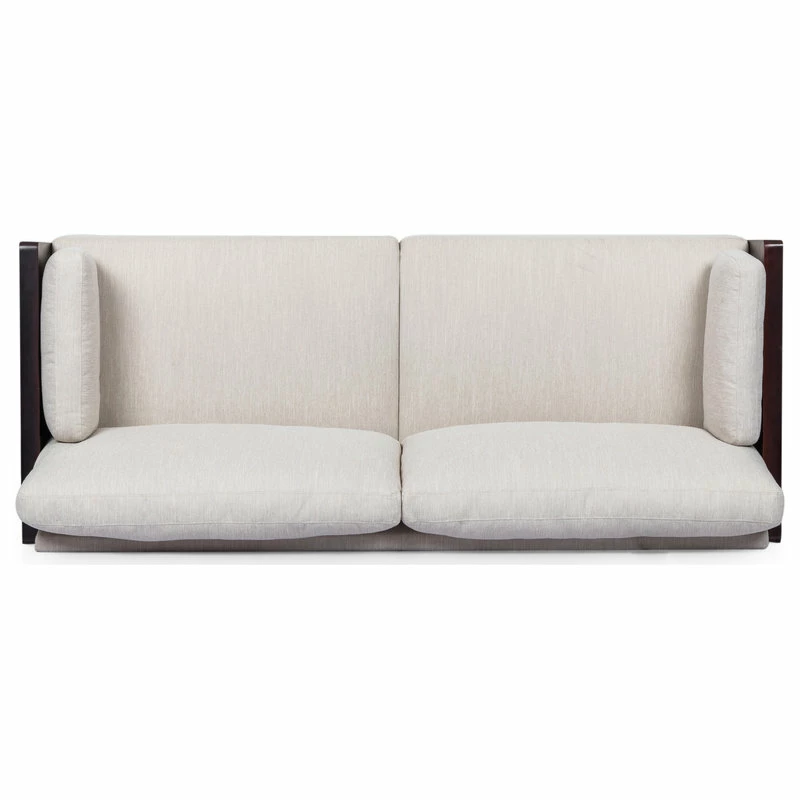 GDFStudio Bagan Mid-Century Modern Upholstered 3 Seater Sofa, Beige + Dark Walnut 11 GDFStudio Bagan Mid-Century Modern Upholstered 3 Seater Sofa, Beige + Dark Walnut - Image 9