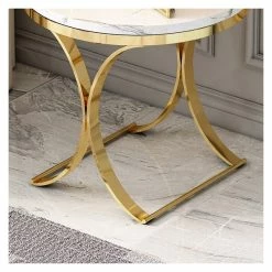 Homary Modern Round Black Faux Marble Side Table X-Base End Table In Gold, White -GDF sofa Shop 81418ac20ec7b28d 0886 w800 h800 b0 p0