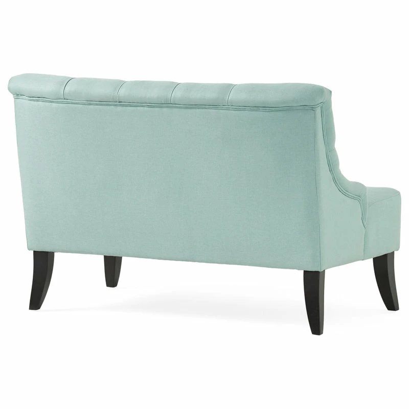 GDFStudio GDF Studio Nicoletta Tufted Fabric Settee Loveseat, Light Mint Blue 6 GDFStudio GDF Studio Nicoletta Tufted Fabric Settee Loveseat, Light Mint Blue - Image 4