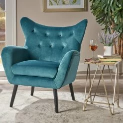 GDFStudio GDF Studio Kotop Contemporary New Velvet Wingback Arm Chair, Teal -GDF sofa Shop 81f18c7f0229599f 5772 w800 h800 b0 p0