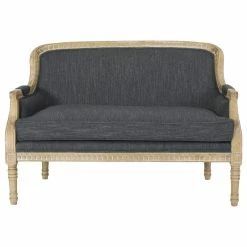 GDFStudio Alton Fabric Upholstered Loveseat, Charcoal And Natural