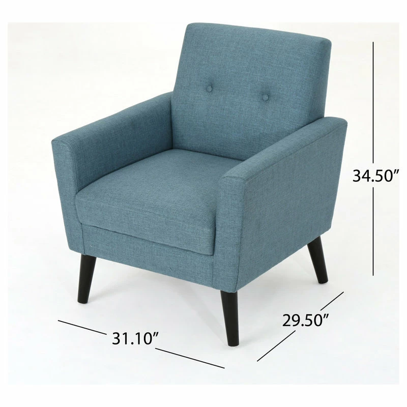 GDFStudio GDF Studio Sierra Mid Century Fabric Club Chair, Blue 5 GDFStudio GDF Studio Sierra Mid Century Fabric Club Chair, Blue - Image 3