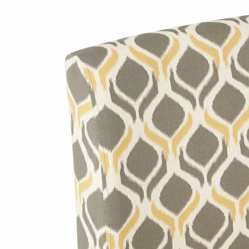 GDFStudio GDF Studio Kalee Contemporary Accent Chair, Yellow And Gray Ikat Pattern/ Matte Black, Fabric 7 GDFStudio GDF Studio Kalee Contemporary Accent Chair, Yellow And Gray Ikat Pattern/ Matte Black, Fabric - Image 5