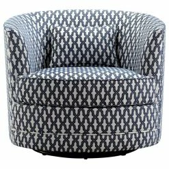 Fully Wind Co., Ltd. Dmitri Swivel Barrel Chair, Navy, White