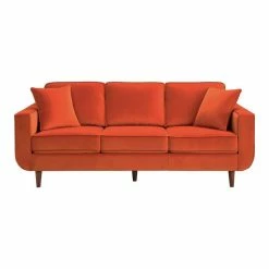 Domain Industries Inc. Lexicon Rand 82.5" Mid-Century Velvet Sofa With 2 Pillows In Orange -GDF sofa Shop 82d16ddb0fb0c0cc 7678 w800 h800 b1 p0
