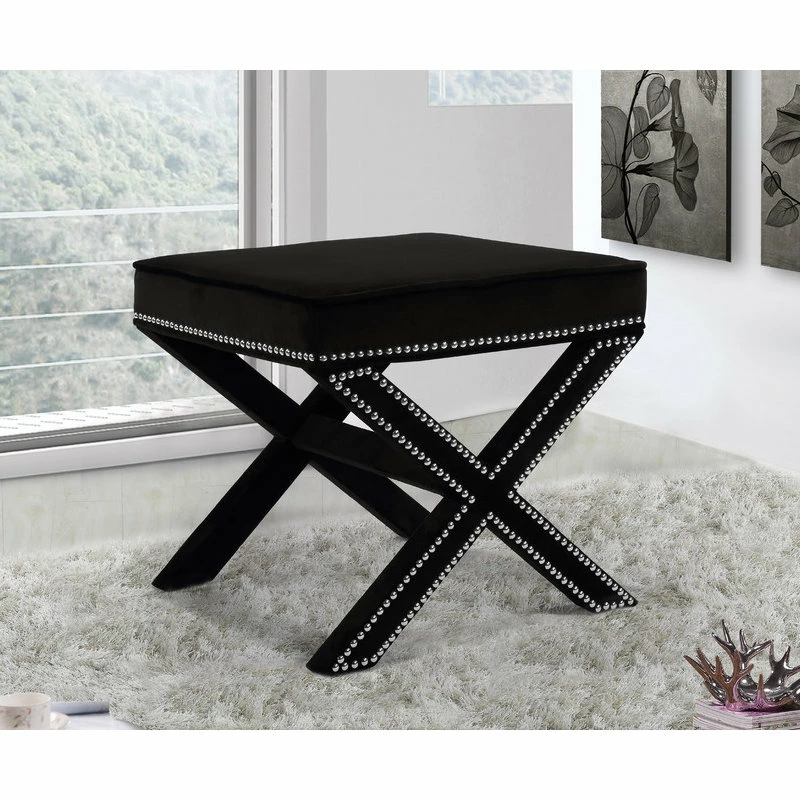 Meridian Furniture Nixon Black Velvet Ottoman/Bench 4 Meridian Furniture Nixon Black Velvet Ottoman/Bench - Image 2