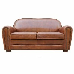 Pasargad Home Paris Club Genuine Leather Loveseat