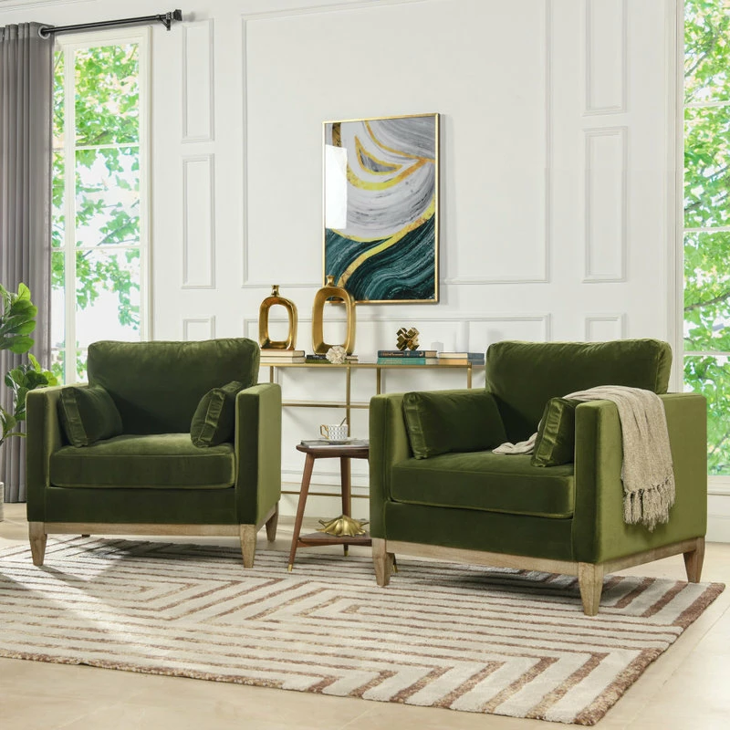 Jennifer Taylor Home Knox 36" Modern Farmhouse Arm Chair, Olive Green Performance Velvet 5 Jennifer Taylor Home Knox 36" Modern Farmhouse Arm Chair, Olive Green Performance Velvet - Image 3