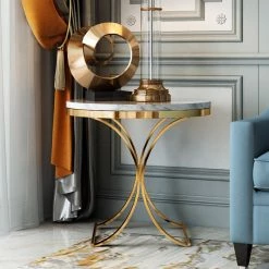 Homary Modern Round Black Faux Marble Side Table X-Base End Table In Gold, White -GDF sofa Shop 841177ca0ec7b28b 0886 w800 h800 b0 p0