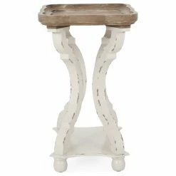 GDFStudio Yosef French Country Accent Table With Rectangular Top, Natural/Distressed White -GDF sofa Shop 84117dde0f9076e3 4159 w800 h800 b1 p0