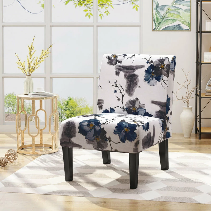 GDFStudio GDF Studio Kendal Fabric Grand Accent Chair, Print/Matte Black 4 GDFStudio GDF Studio Kendal Fabric Grand Accent Chair, Print/Matte Black - Image 2