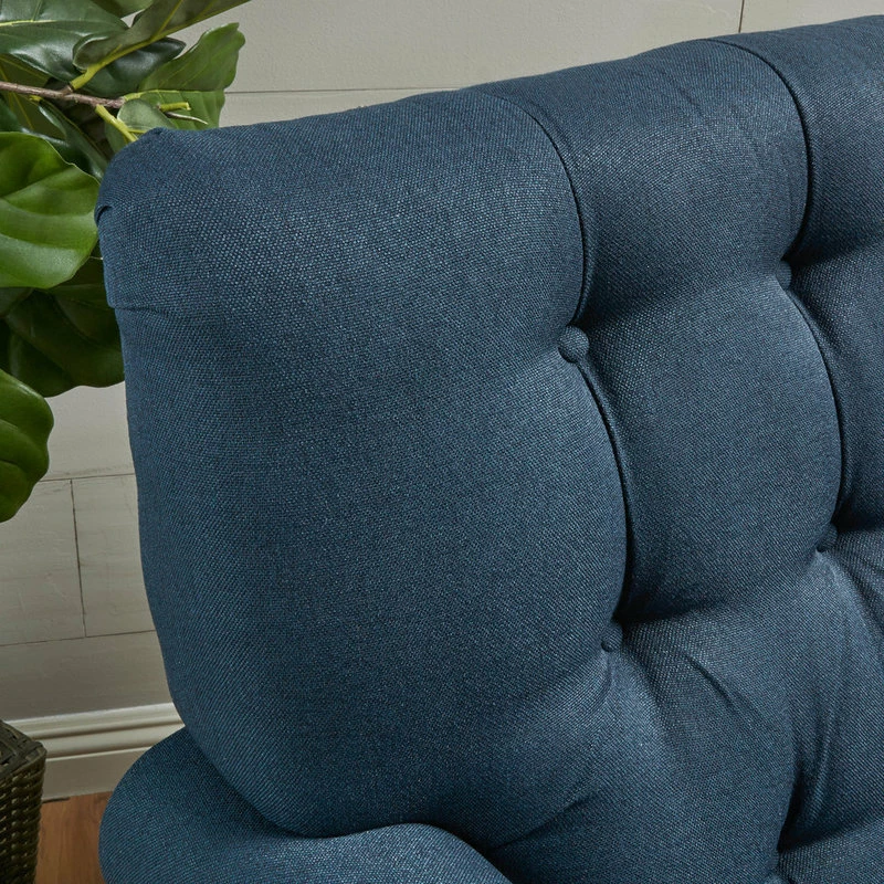 GDFStudio GDF Studio Arielle Plush Tufted Back Fabric Club Armchair, Navy Blue 6 GDFStudio GDF Studio Arielle Plush Tufted Back Fabric Club Armchair, Navy Blue - Image 4