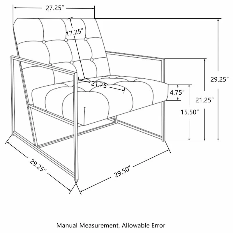 Glitzhome 29.25"H PU Leather Tufted Accent Chair, Black 10 Glitzhome 29.25"H PU Leather Tufted Accent Chair, Black - Image 8