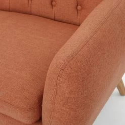 GDFStudio GDF Studio Eunice Petite Mid Century Modern Tufted Fabric Sofa, Burnt Orange -GDF sofa Shop 86c131200f907697 4524 w800 h800 b0 p0