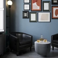 Belleze Tub Barrel Accent Chair Faux Leather, Black -GDF sofa Shop 8751094c0239729e 0992 w800 h800 b0 p0