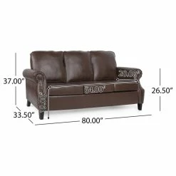 GDFStudio Burkehaven Contemporary Faux Leather 3 Seater Sofa, Nailhead Trim, Dark Brown 14 GDFStudio Burkehaven Contemporary Faux Leather 3 Seater Sofa, Nailhead Trim, Dark Brown -GDF sofa Shop 878146d1032d4f03 1308 w800 h800 b1 p0