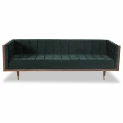 Kardiel Woodrow Midcentury Modern Box Sofa, Jade Seat, Walnut Base