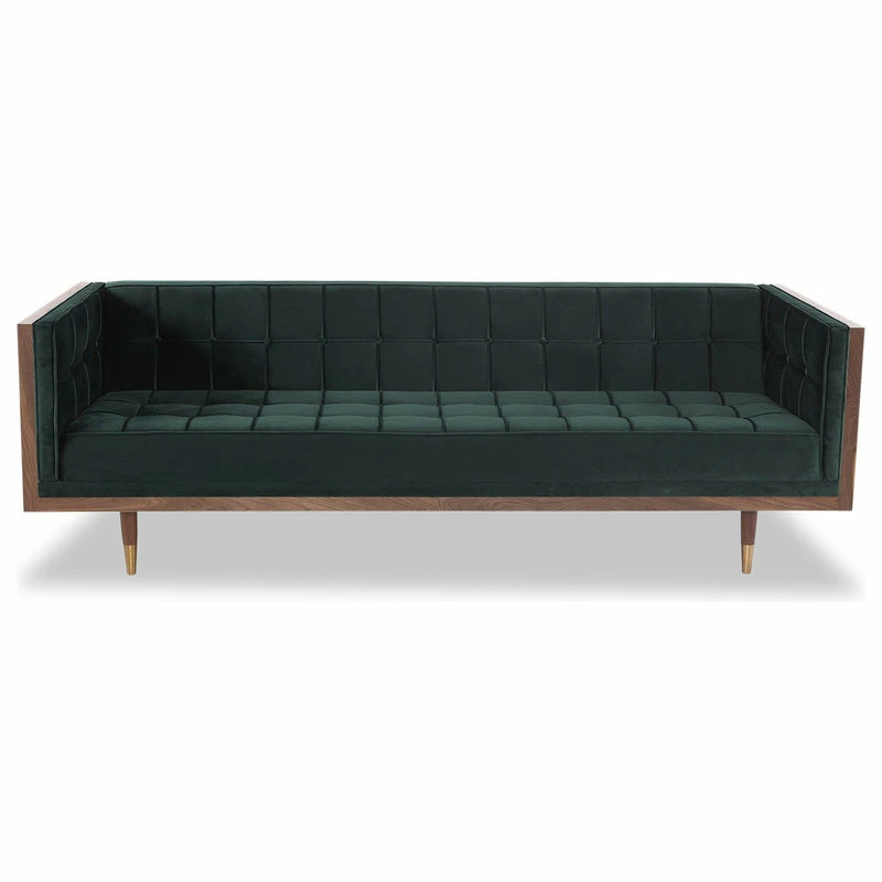 Kardiel Woodrow Midcentury Modern Box Sofa, Jade Seat, Walnut Base 3 Kardiel Woodrow Midcentury Modern Box Sofa, Jade Seat, Walnut Base