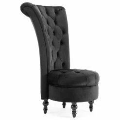Belleze Royal High Back Velvet Tufted Ottoman Chair, Black -GDF sofa Shop 88a1ba310bb2498c 7596 w800 h800 b1 p0