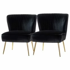 Karat Home Upholstered Side Chair, Set Of 2, Black