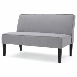 GDFStudio GDF Studio Charlotte Modern Simple Elegant Fabric Loveseat, Light Gray/Matte Black