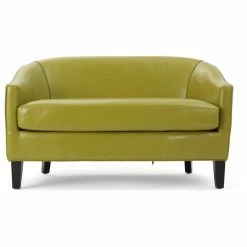 GDFStudio GDF Studio Isolde Modern Petite Loveseat, Green Leather