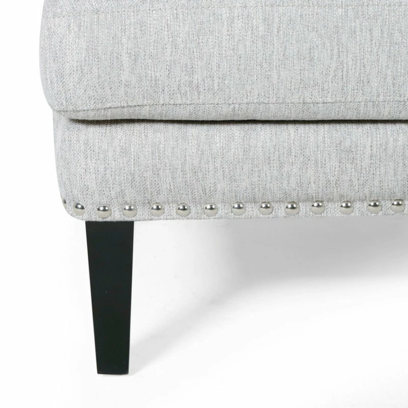 GDFStudio Ava Fabric Loveseat, Light Gray And Dark Brown 11 GDFStudio Ava Fabric Loveseat, Light Gray And Dark Brown - Image 9