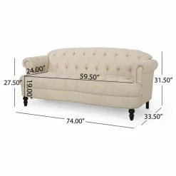 GDFStudio Jaziel Deep Tufted Sofa With Nailhead Trim, Beige/Dark Brown -GDF sofa Shop 8a718b4d0f906693 8952 w800 h800 b1 p0