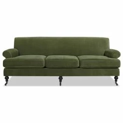 Jennifer Taylor Home Alana 88" Lawson 3-Seater Sofa, Olive Green Performance Velvet
