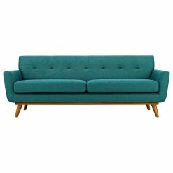 LexMod Engage Upholstered Fabric Sofa, Teal