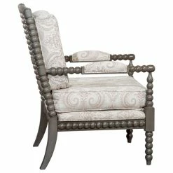 DTY Indoor Living Silverthorne Spindle Chair, Weathered Gray/Taupe Paisley -GDF sofa Shop 8ad120c60f62765d 8036 w800 h800 b1 p0