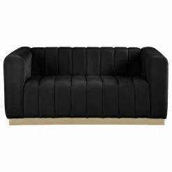 Meridian Furniture Marlon Velvet Loveseat With Brushed Gold Stainless Steel Base, Black -GDF sofa Shop 8b51867702740df7 6433 w800 h800 b1 p0