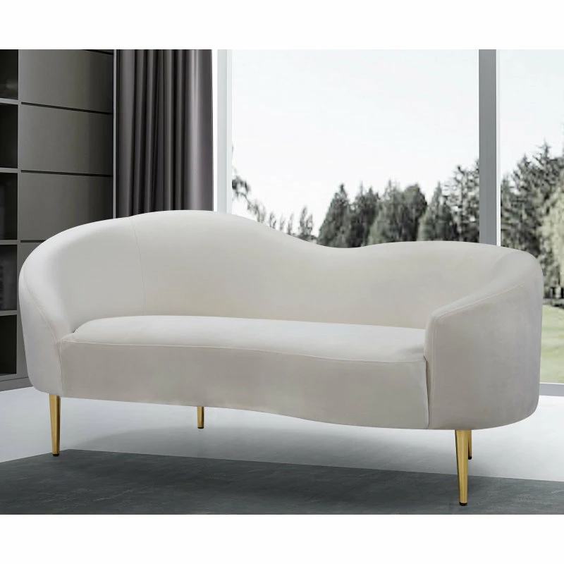 Meridian Furniture Ritz Velvet Loveseat, Cream 4 Meridian Furniture Ritz Velvet Loveseat, Cream - Image 2