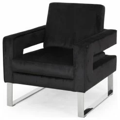 GDFStudio Kerman Modern Glam Velvet Club Chair, Black/Silver -GDF sofa Shop 8c1162890f906aa8 7765 w800 h800 b1 p0